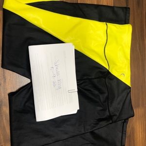 Yellow/black metallic neon leggings